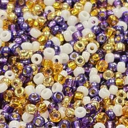 Miyuki 11-9MSBMVM 11/0 Minnesota Vikings Seed Bead Mix – Purple Gold White – 24 Grams