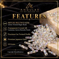 Miyuki BGLTW12-250 Bugle Beads | Transparent Crystal AB, 10g