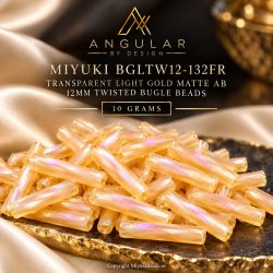 Miyuki BGLTW12-132FR Bugle Beads | Trans Lt Gold Matte AB, 10g