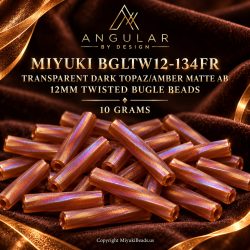 Miyuki BGLTW12-134FR Bugle Beads | Trans Dark Topaz Matte AB, 10g