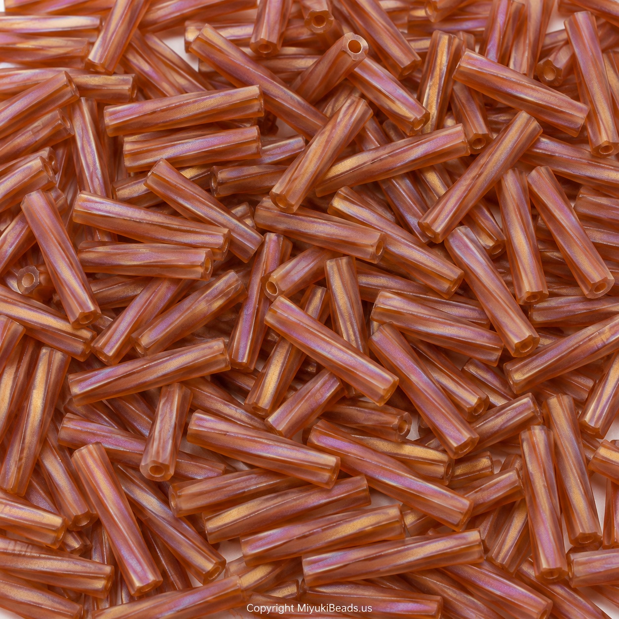 Miyuki BGLTW12-134FR Bugle Beads | Trans Dark Topaz Matte AB, 10g