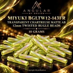 Miyuki BGLTW12-143FR Twisted Bugle Beads | Transparent Chartreuse Matte AB, 10 Grams