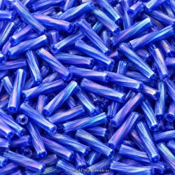 Miyuki BGLTW12-151FR Bugle Beads | Trans Cobalt Matte AB, 10g